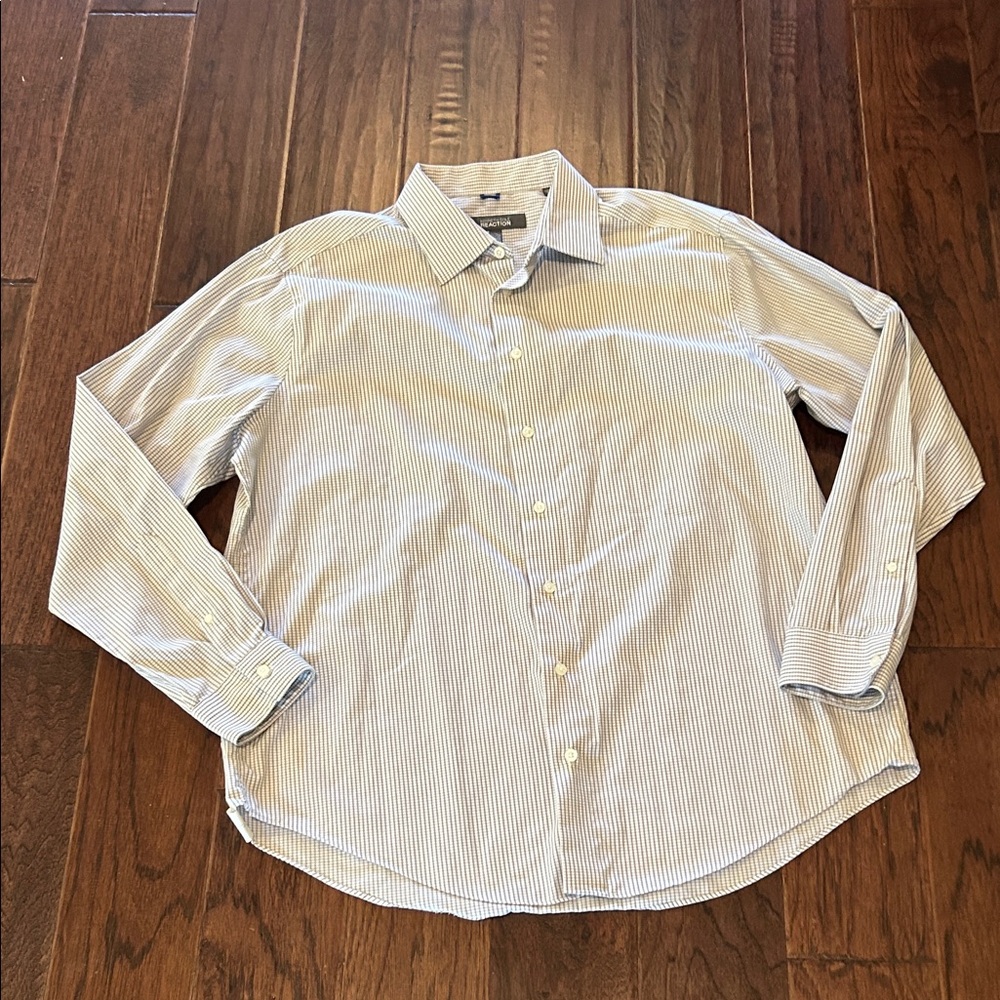 Kenneth Cole Reaction Men's Checked Grey Long Sleeve Shirt